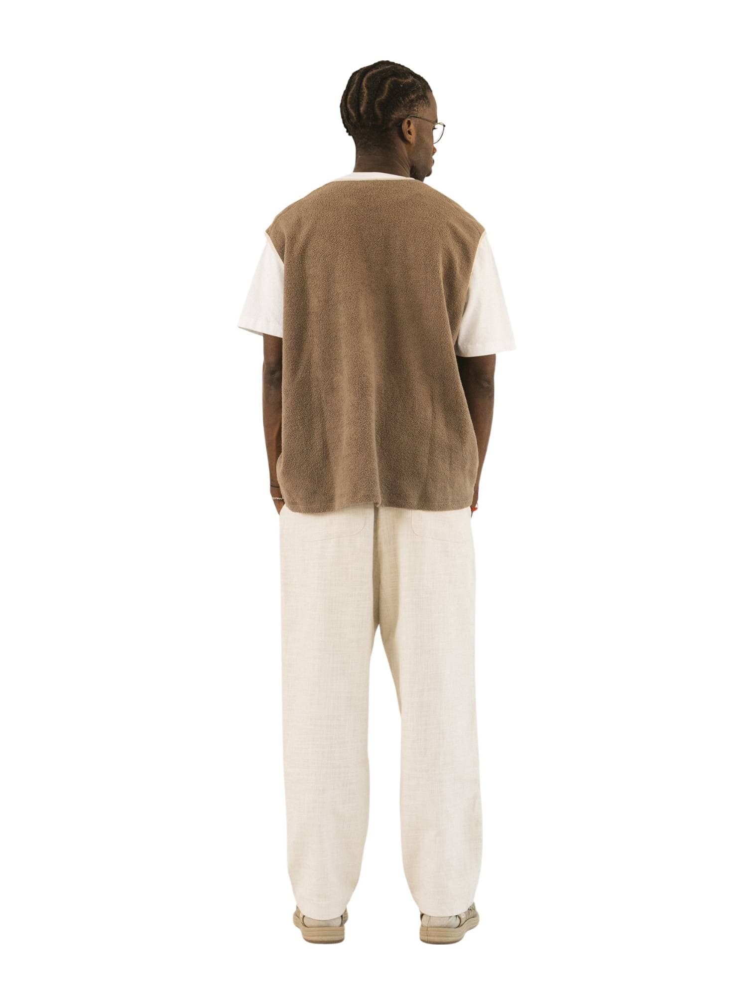 WOODEN Wooden Jogger pants pantaloni in cotone con elastico in vita - panna - 4