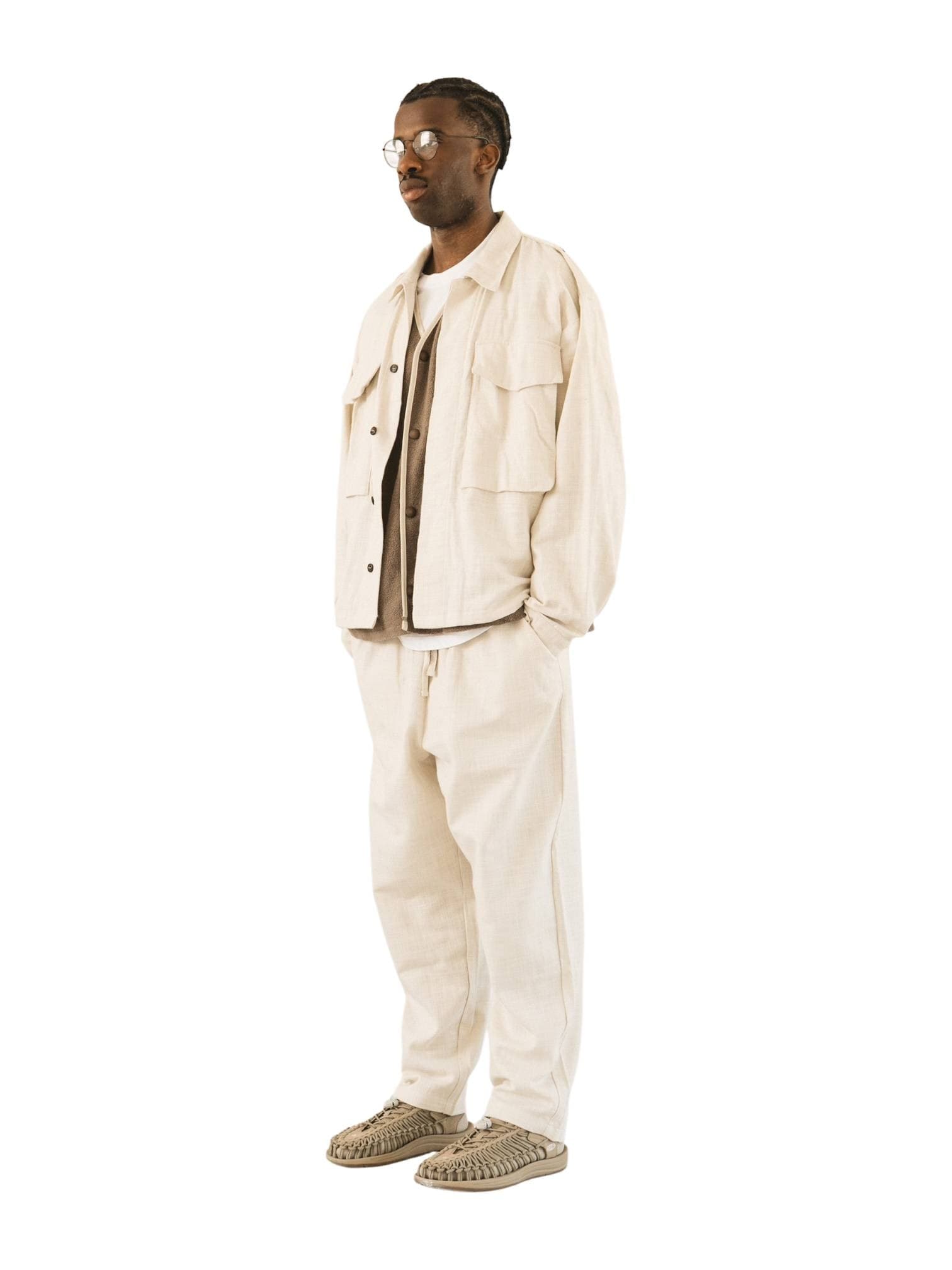WOODEN Wooden Jogger pants pantaloni in cotone con elastico in vita - panna - 6