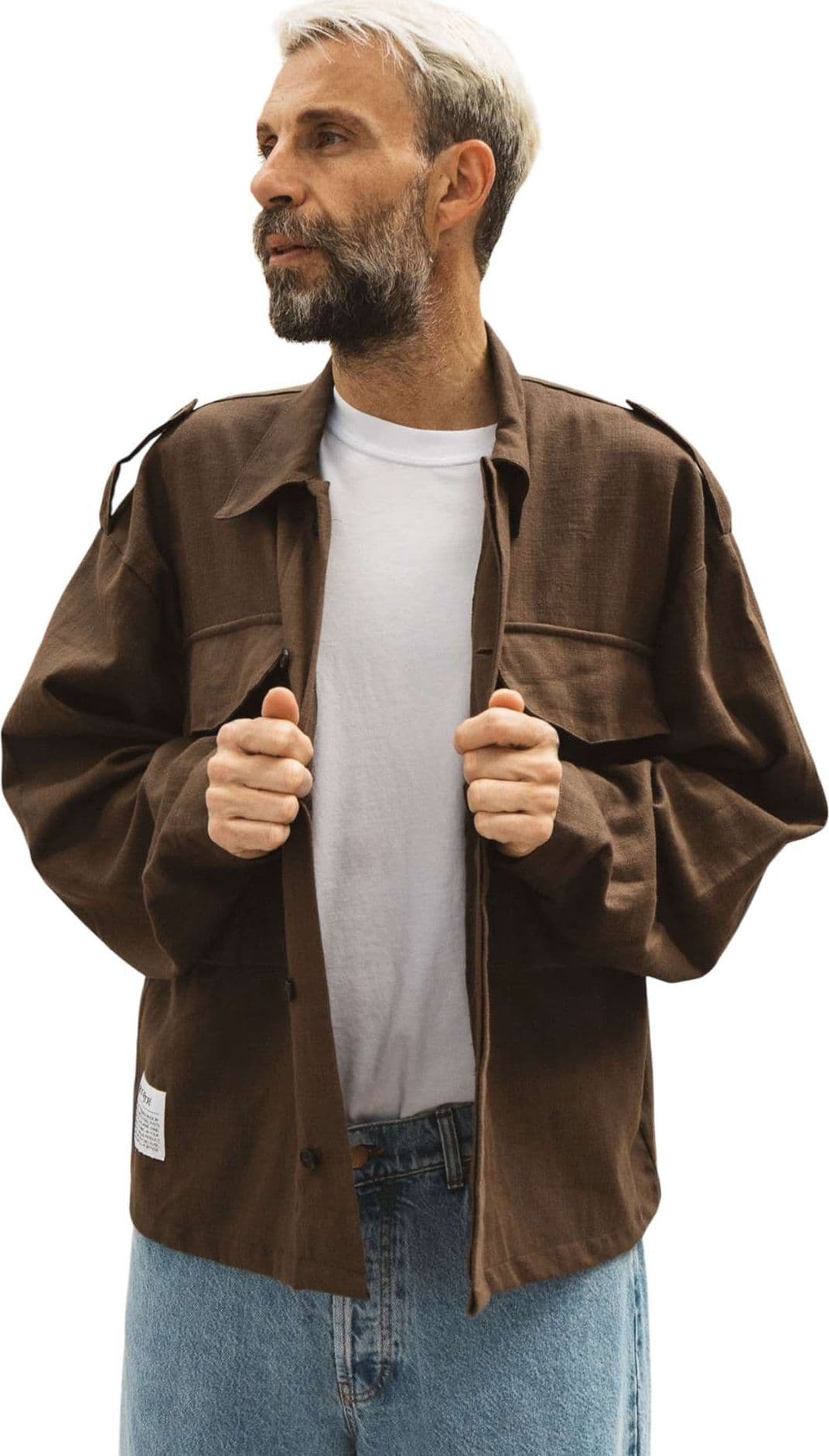 WOODEN Wooden Military overshirt camicione in cotone con tasconi - moro - 3