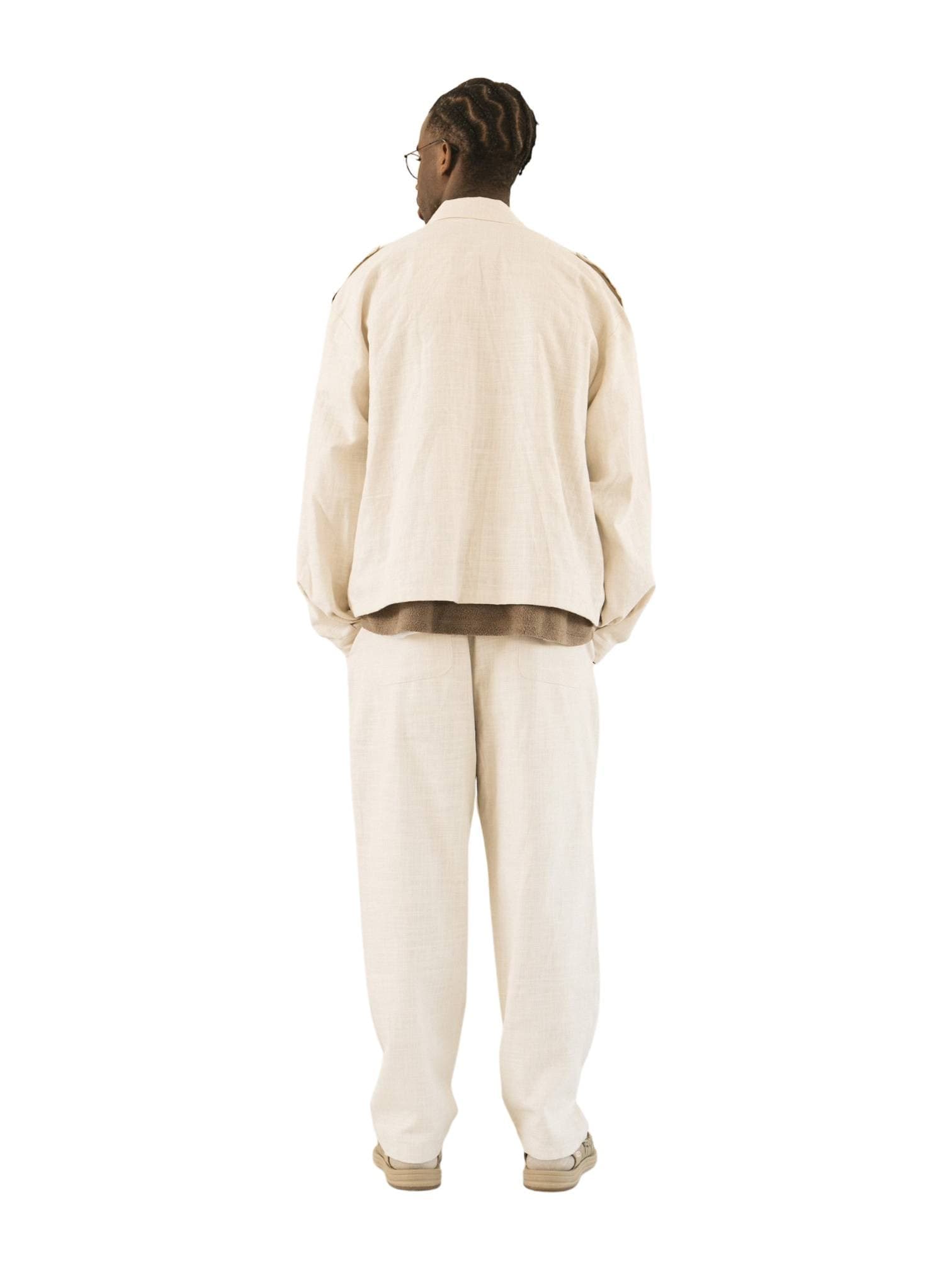 WOODEN Wooden Military overshirt camicione in cotone con tasconi - panna - 6