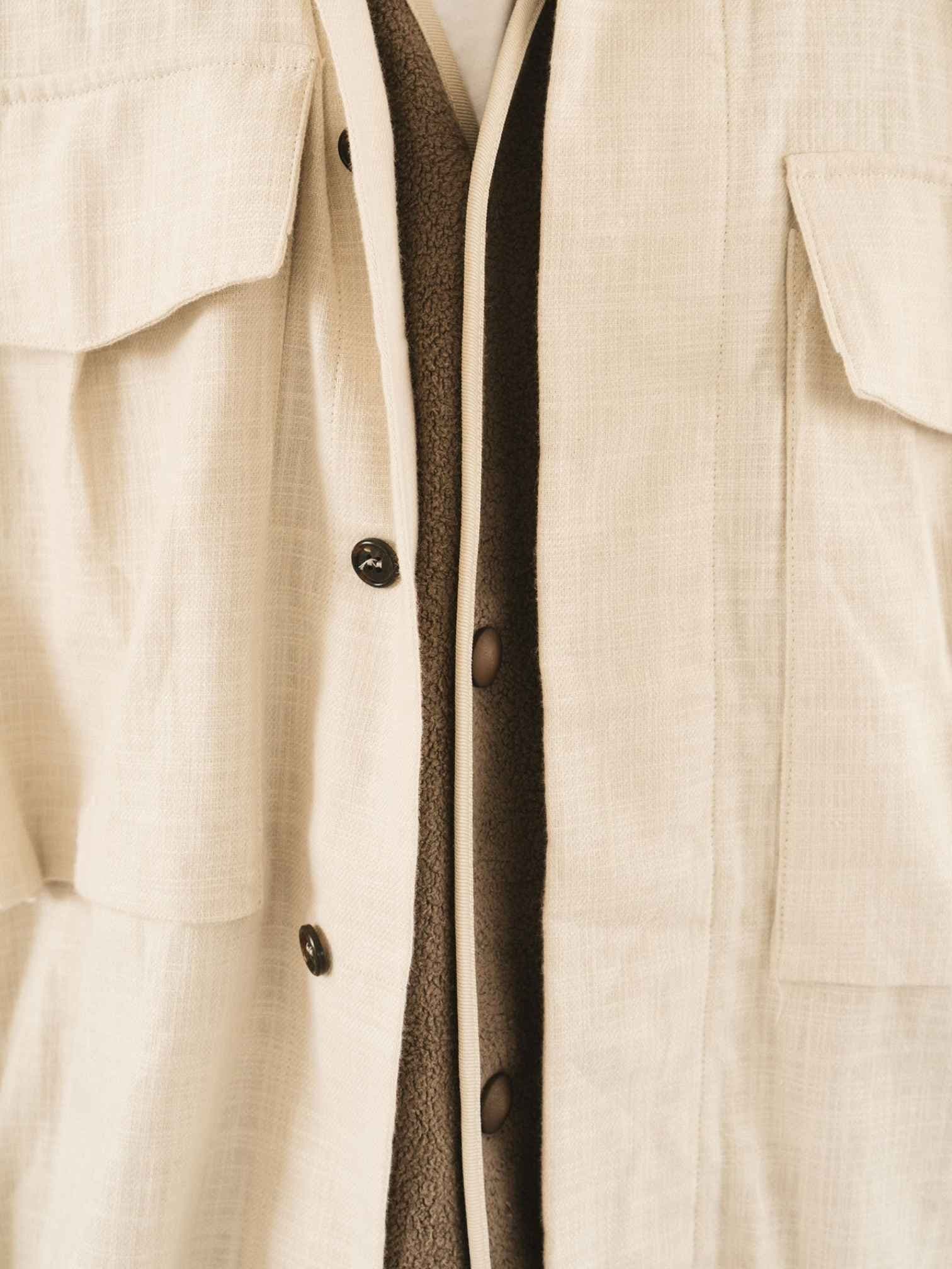 WOODEN Wooden Military overshirt camicione in cotone con tasconi - panna - 7