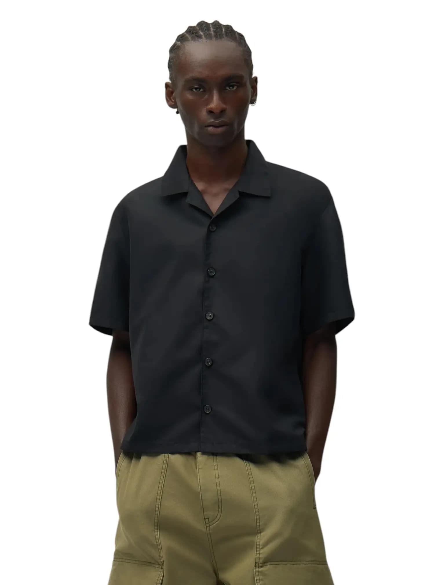 ARTE ANTWERP Arte Antwerp Nylon Linen Shirt camicia tecnica maniche corte in nylon e lino - black - 2