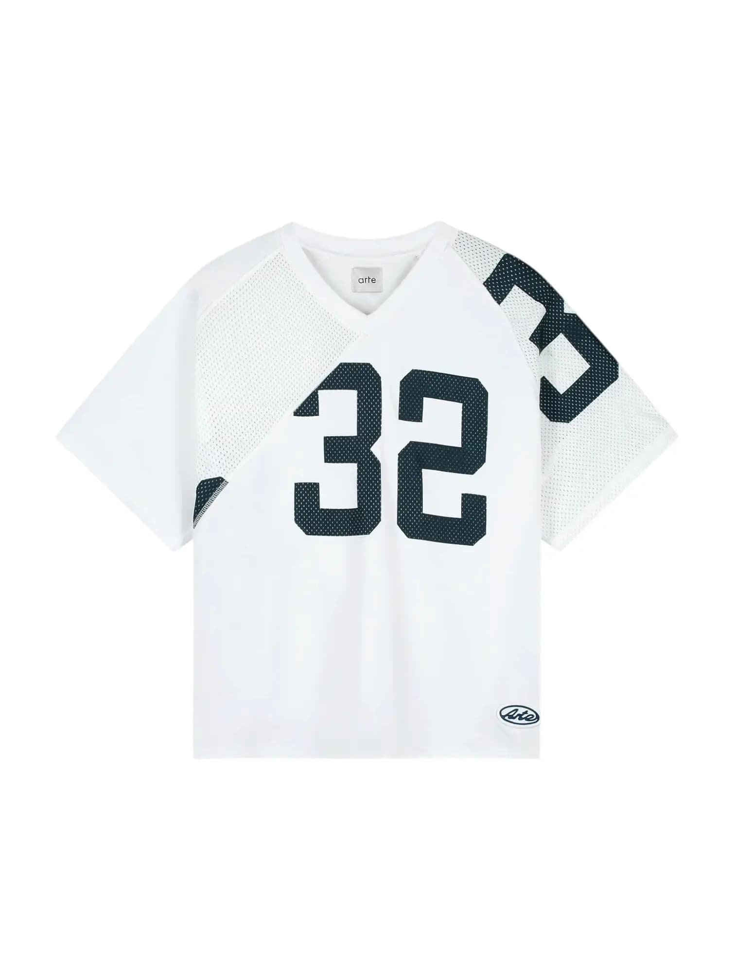 ARTE ANTWERP Arte Antwerp 32 jersey T-shirt in mesh a rete maniche corte con scolllo a V - Navy/White - 8