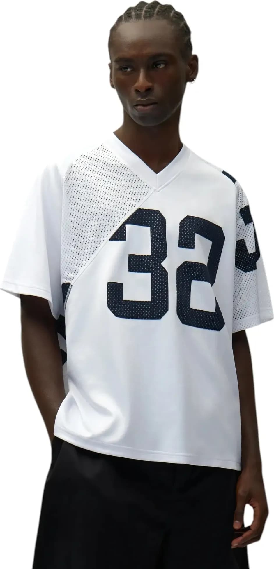 ARTE ANTWERP Arte Antwerp 32 jersey T-shirt in mesh a rete maniche corte con scolllo a V - Navy/White - 2
