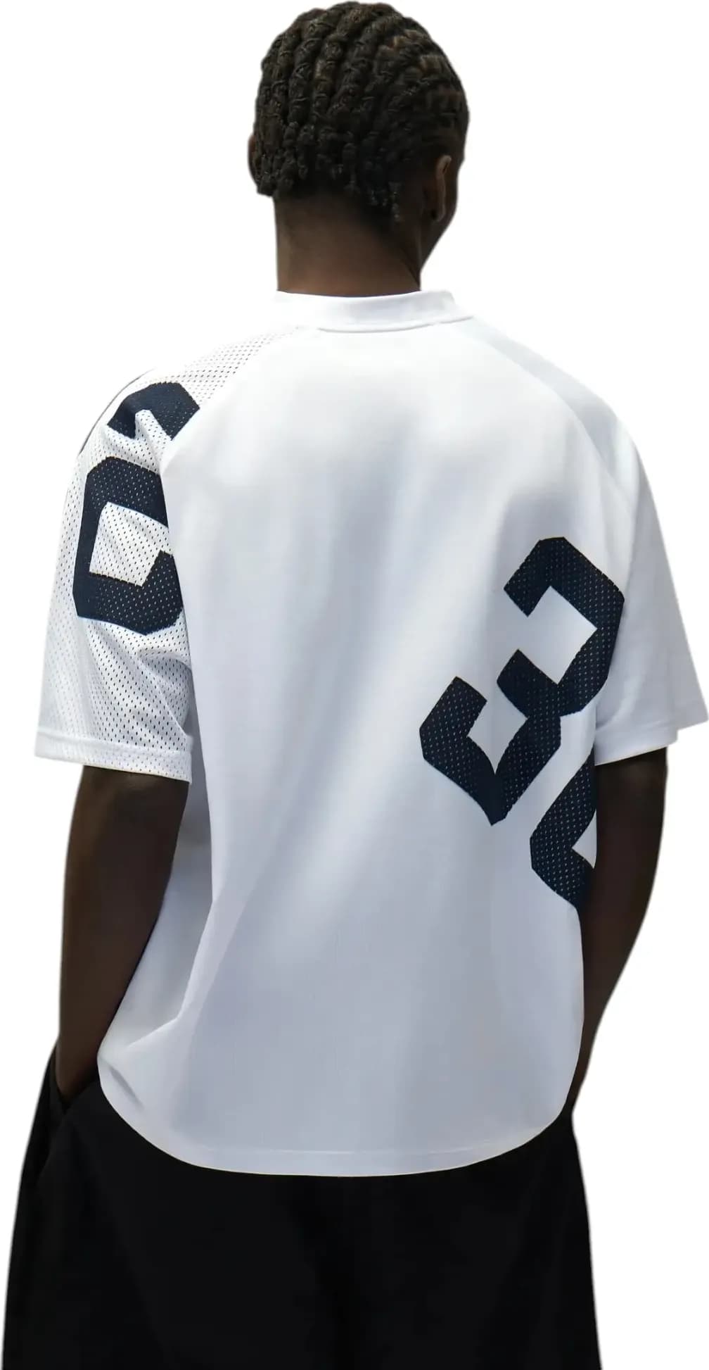 ARTE ANTWERP Arte Antwerp 32 jersey T-shirt in mesh a rete maniche corte con scolllo a V - Navy/White - 3