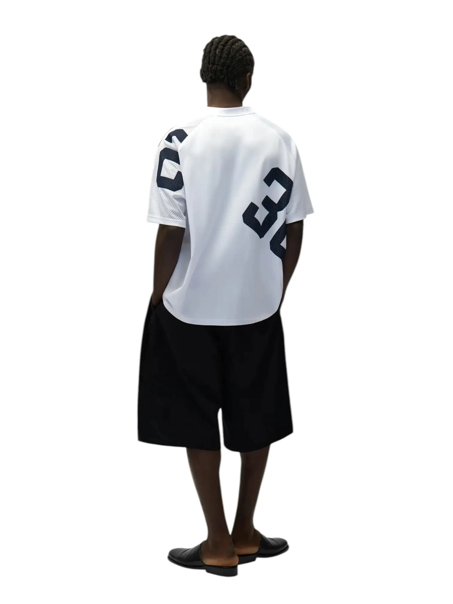 ARTE ANTWERP Arte Antwerp 32 jersey T-shirt in mesh a rete maniche corte con scolllo a V - Navy/White - 6