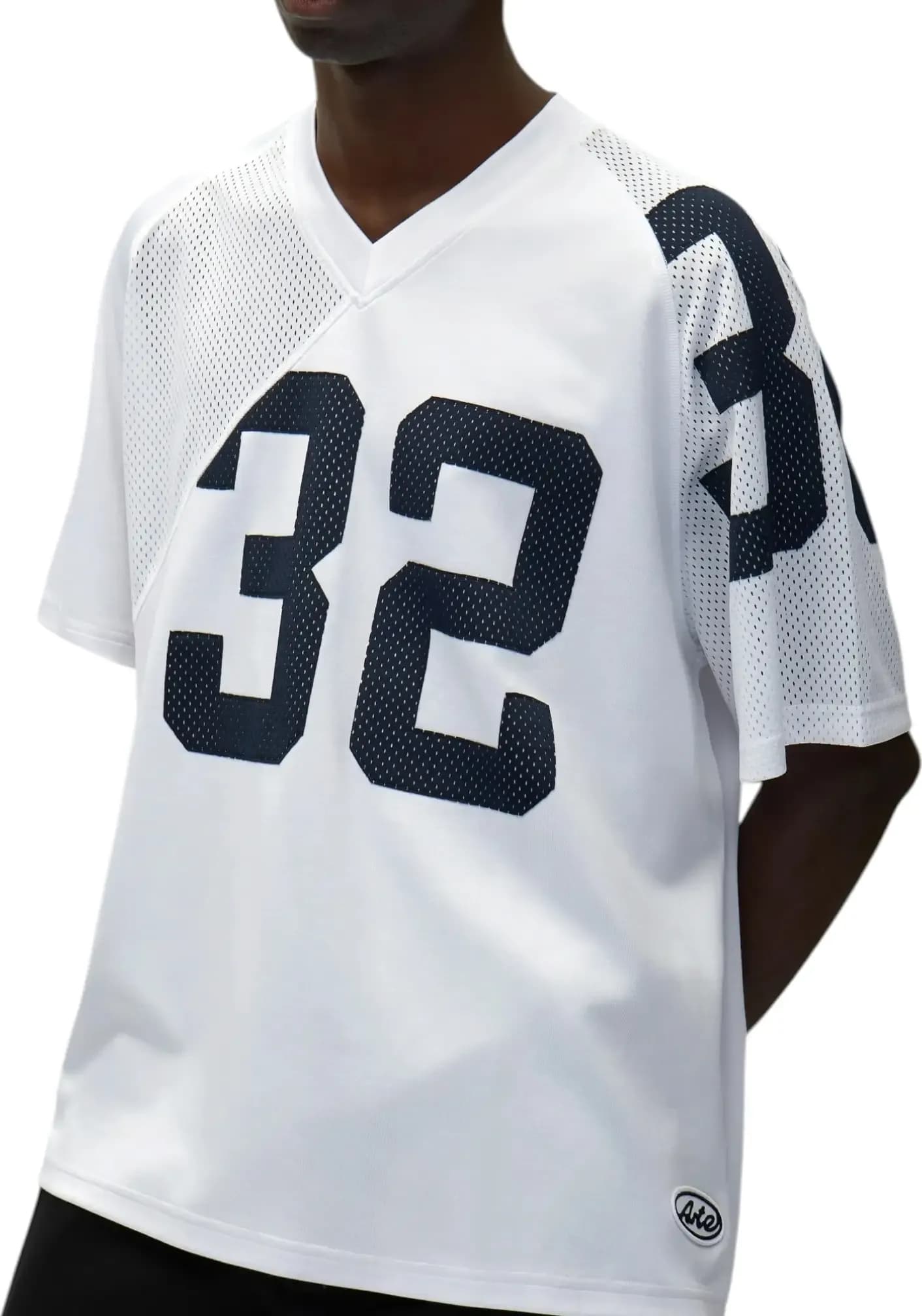 ARTE ANTWERP Arte Antwerp 32 jersey T-shirt in mesh a rete maniche corte con scolllo a V - Navy/White - 7