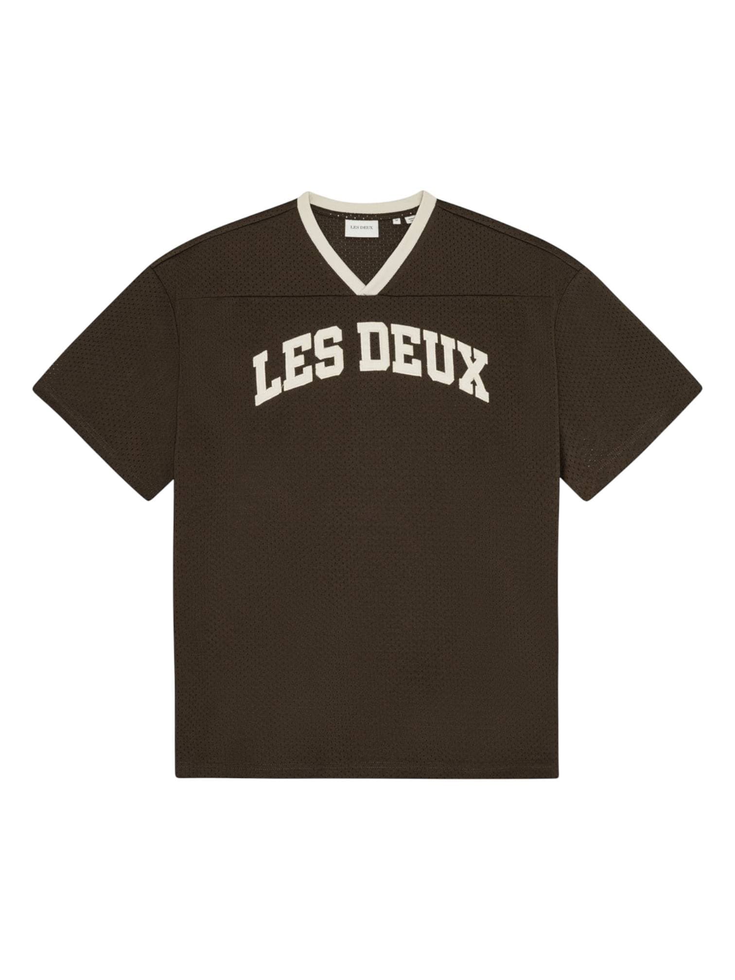 LES DEUX Les Deux Bronson Mesh T-Shirt jersey con scollo a v - coffe brown - 7