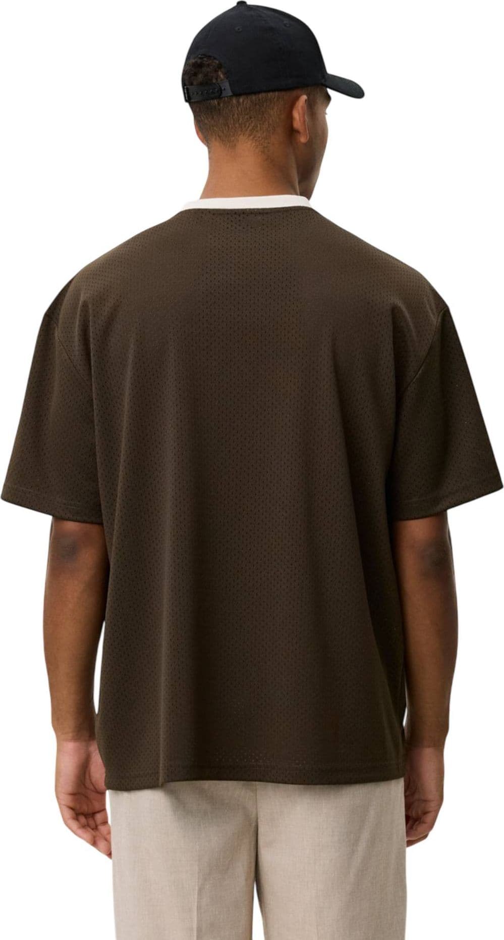 LES DEUX Les Deux Bronson Mesh T-Shirt jersey con scollo a v - coffe brown - 4
