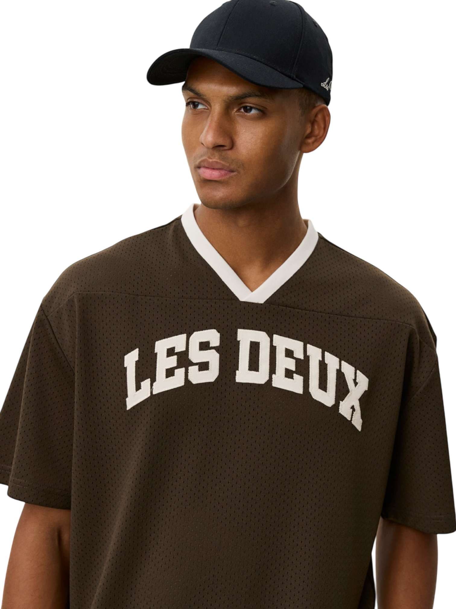 LES DEUX Les Deux Bronson Mesh T-Shirt jersey con scollo a v - coffe brown - 5