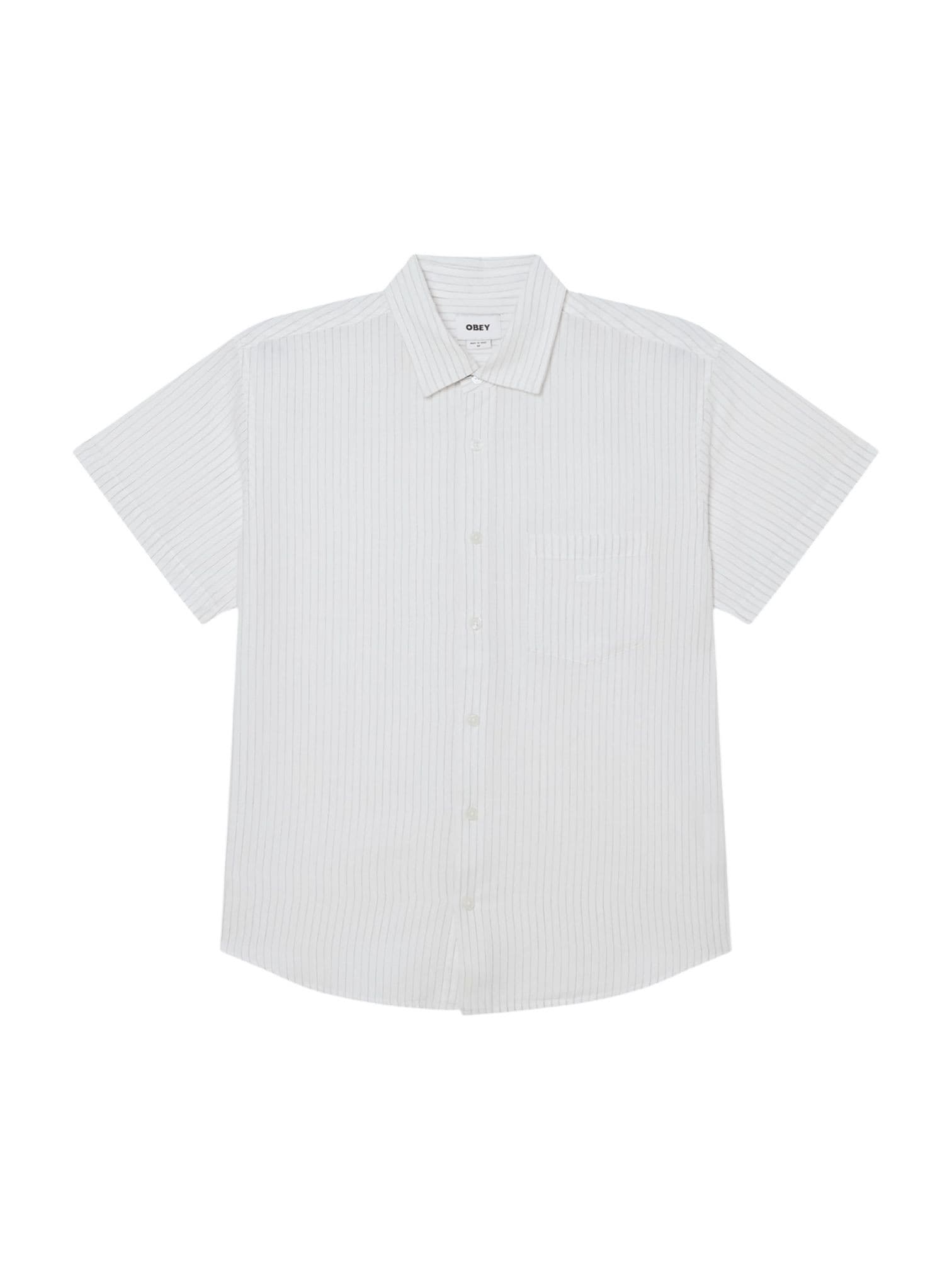OBEY Obey Barry woven Camicia a maniche corte in misto cotone e lino - brushed nichel multi - 3