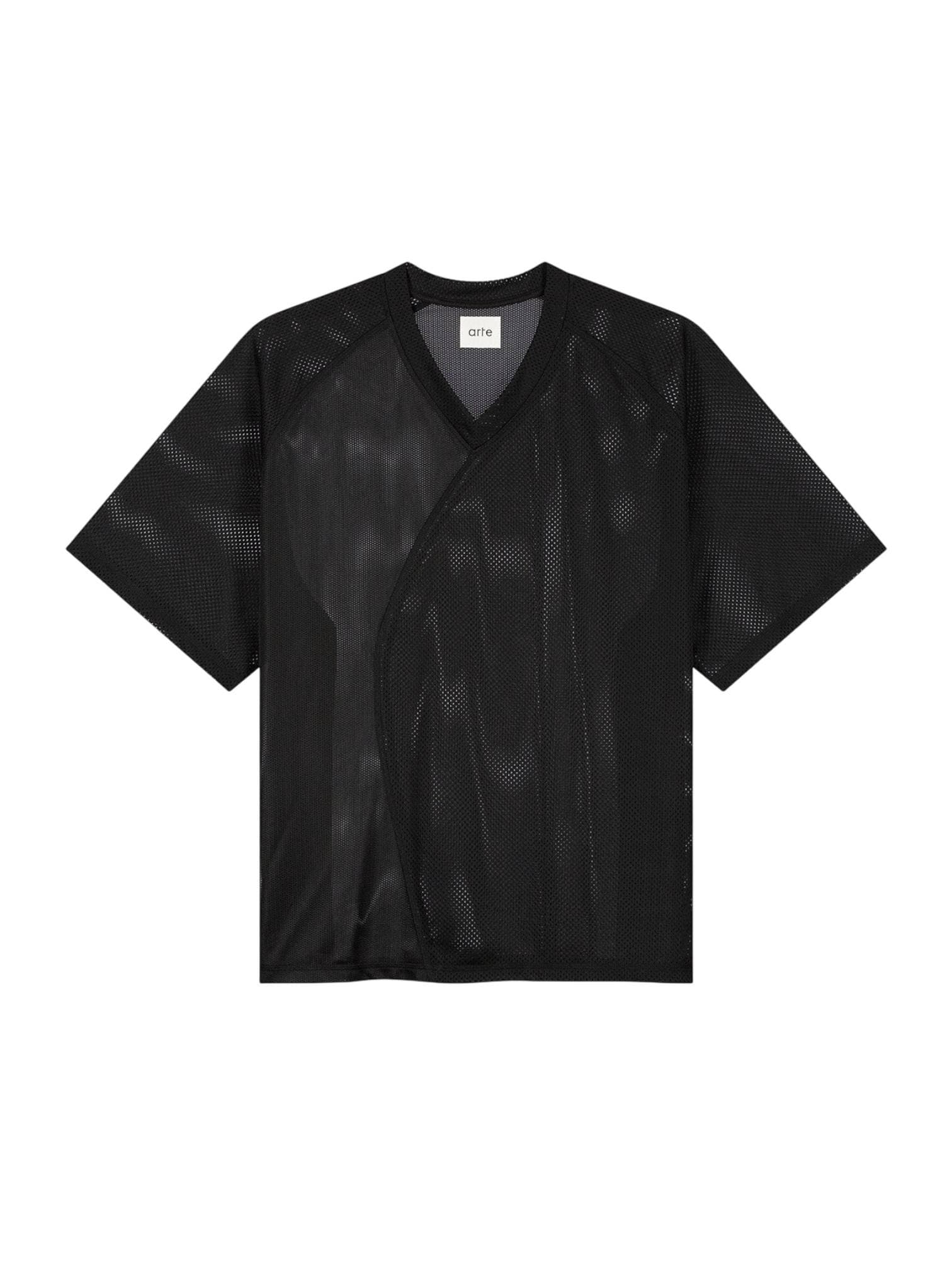ARTE ANTWERP Arte Antwerp Multi Mesh T-shirt in mesh a rete maniche corte con scolllo a V - Black - 8