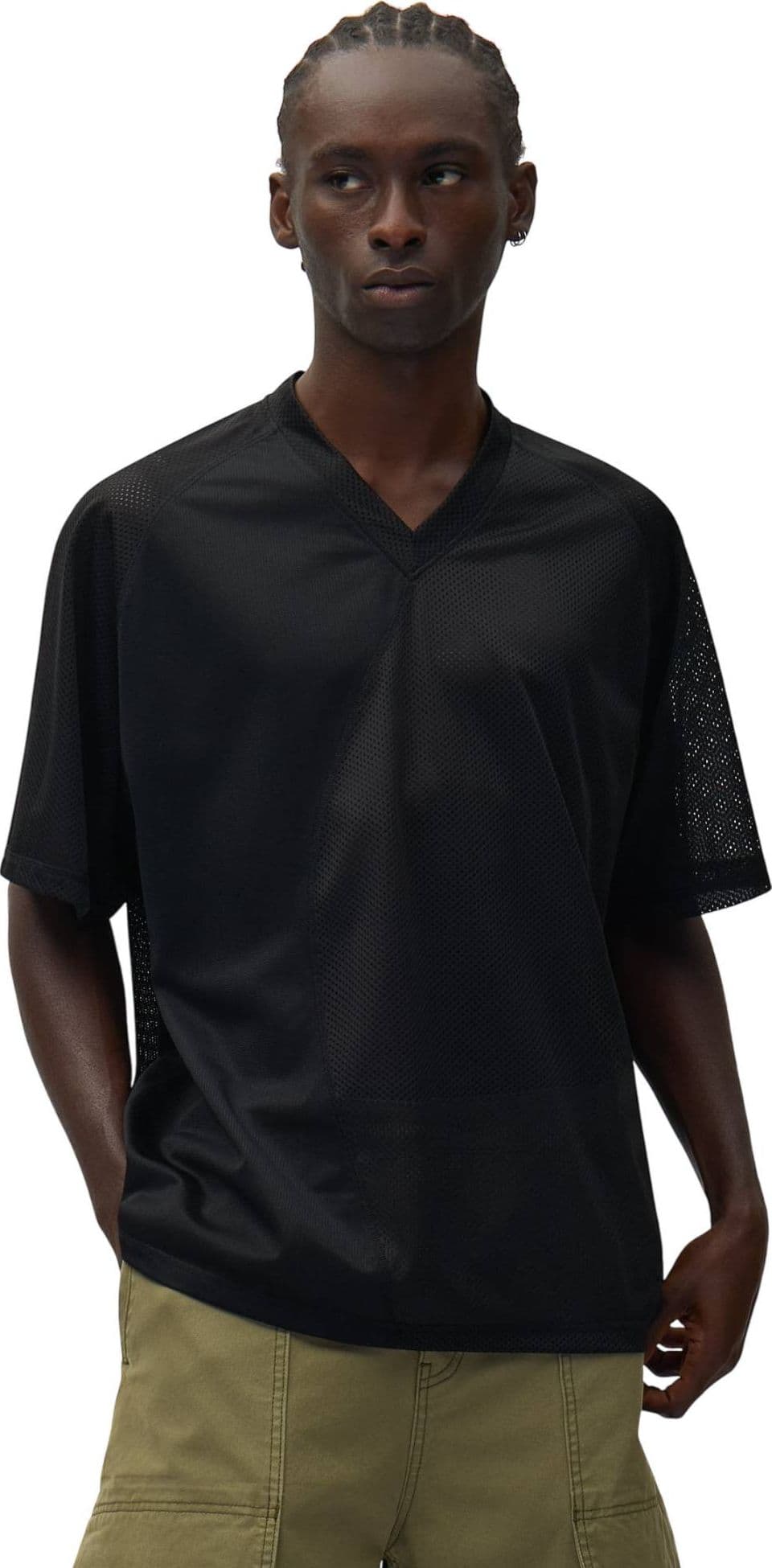 ARTE ANTWERP Arte Antwerp Multi Mesh T-shirt in mesh a rete maniche corte con scolllo a V - Black - 2