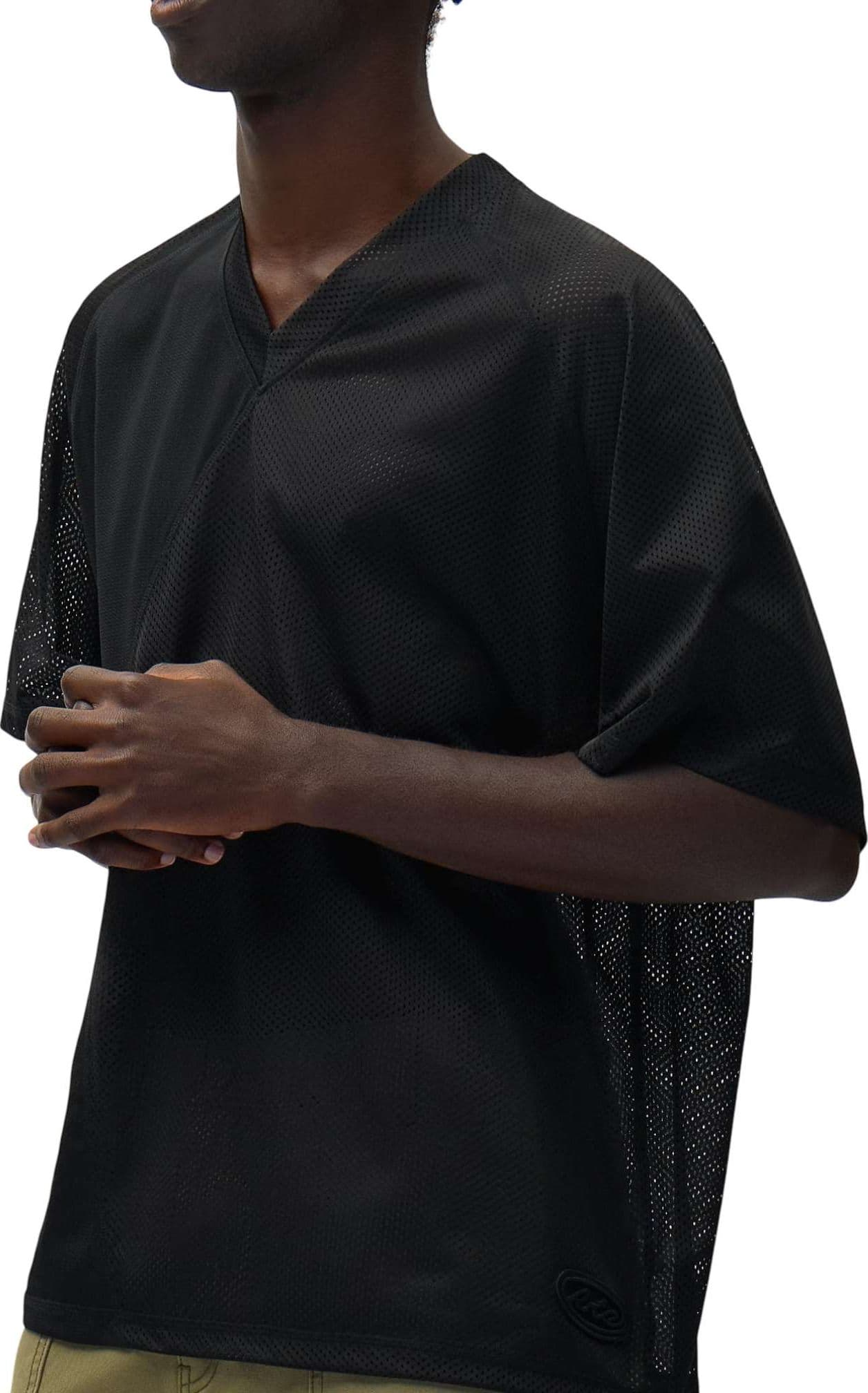 ARTE ANTWERP Arte Antwerp Multi Mesh T-shirt in mesh a rete maniche corte con scolllo a V - Black - 4