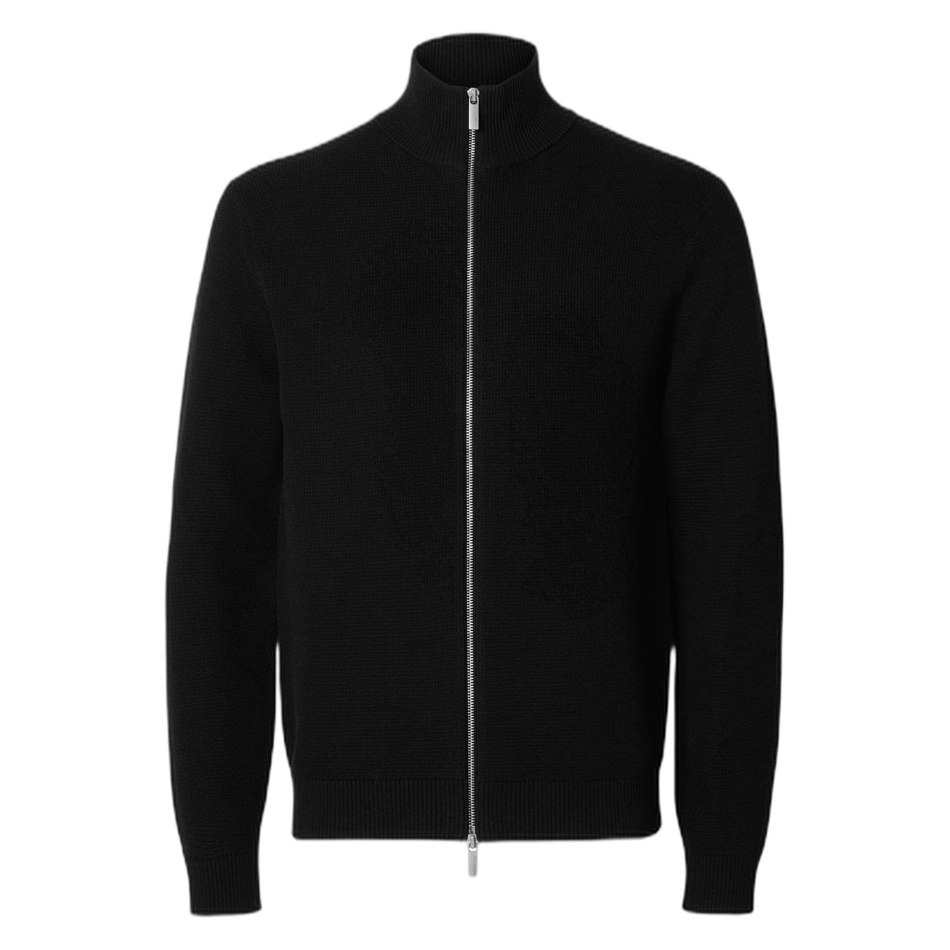SELECTED HOMME cardigan zip selected homme ls knit structure full zip in cotone - nero - 6