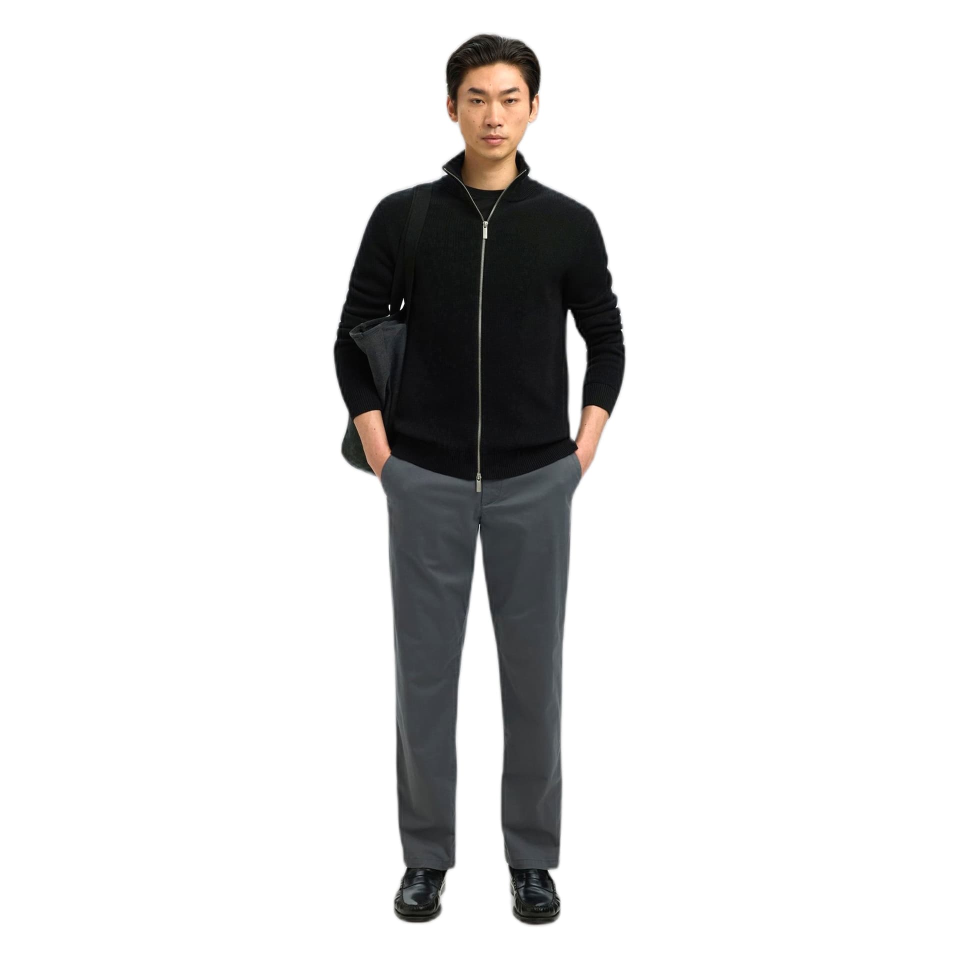 SELECTED HOMME cardigan zip selected homme ls knit structure full zip in cotone - nero - 2