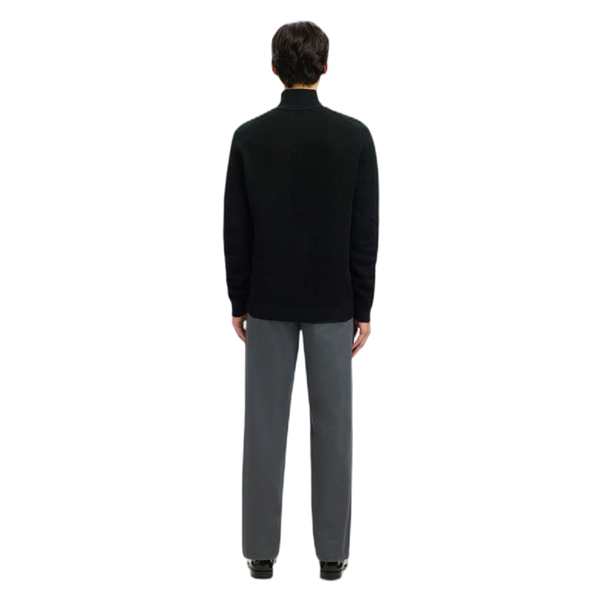 SELECTED HOMME cardigan zip selected homme ls knit structure full zip in cotone - nero - 4