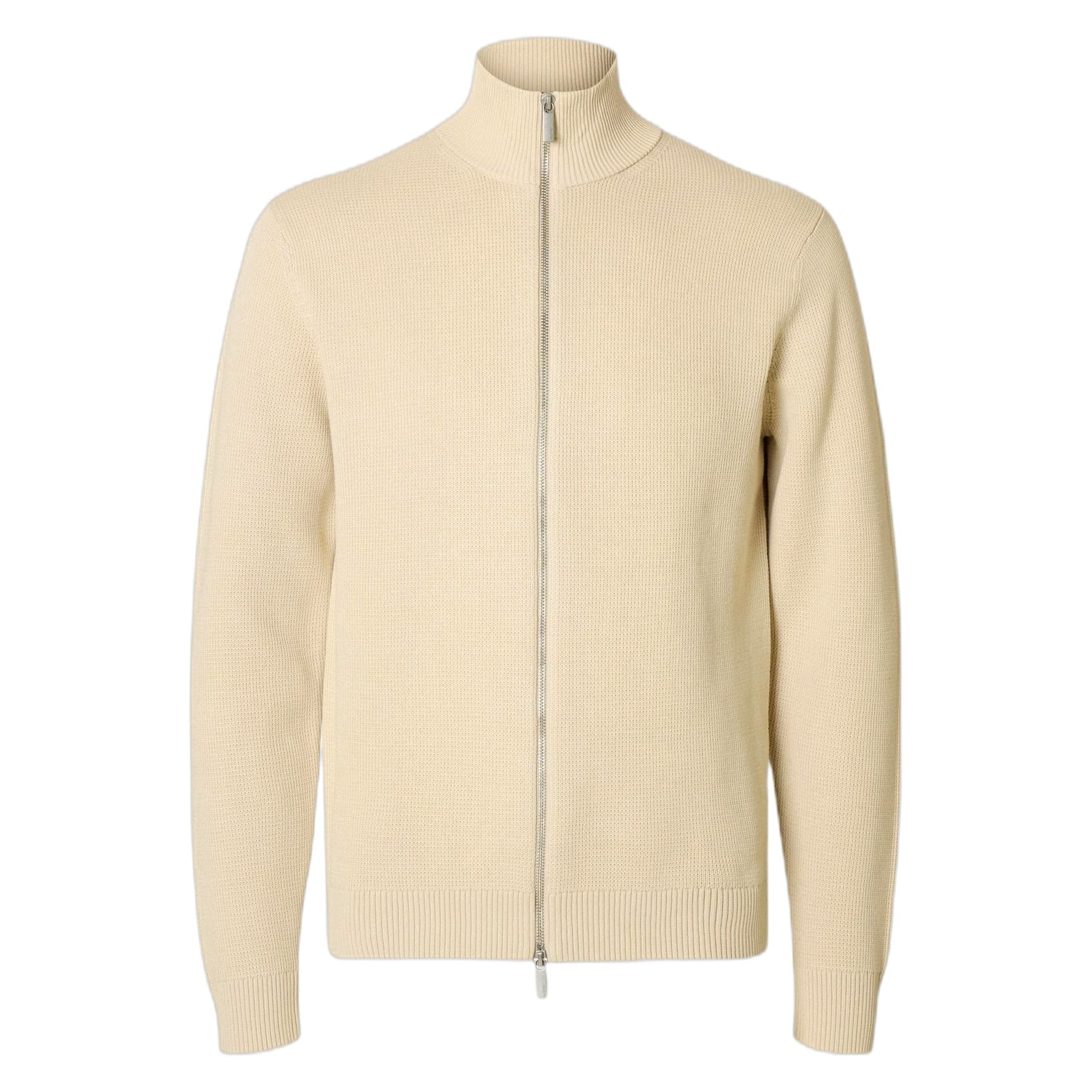 SELECTED HOMME cardigan zip selected homme ls knit structure full zip in cotone - beige - 6