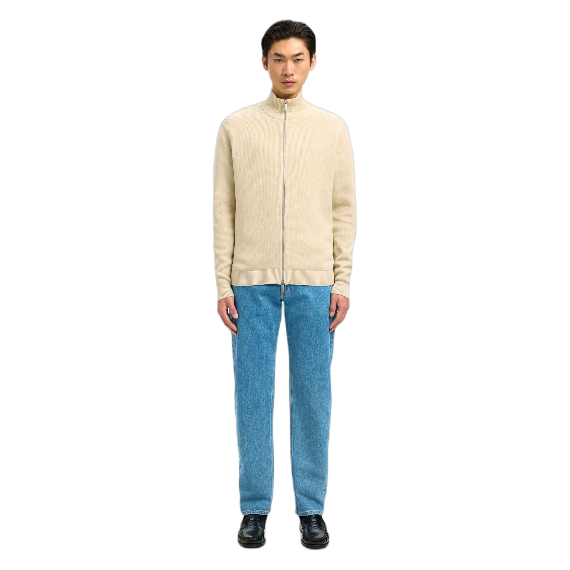 SELECTED HOMME cardigan zip selected homme ls knit structure full zip in cotone - beige - 4