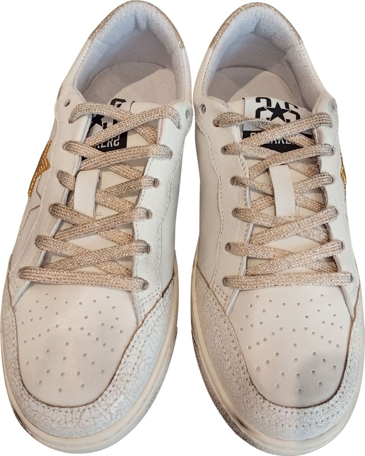 2-STAR Sneakers Donna 2-star New Star Bianco e Oro - 4