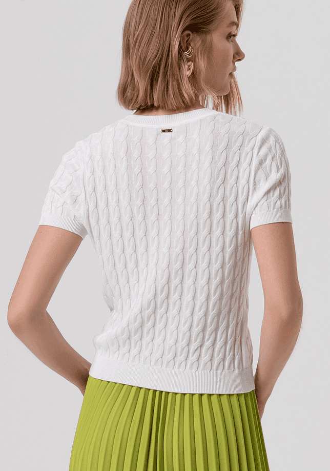 Fracomina maglia a punto treccia donna crema - 3