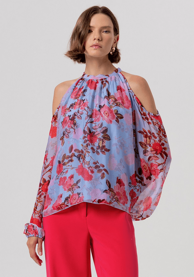 Fracomina maglia con stampa floreale donna lightbluecherry - 5