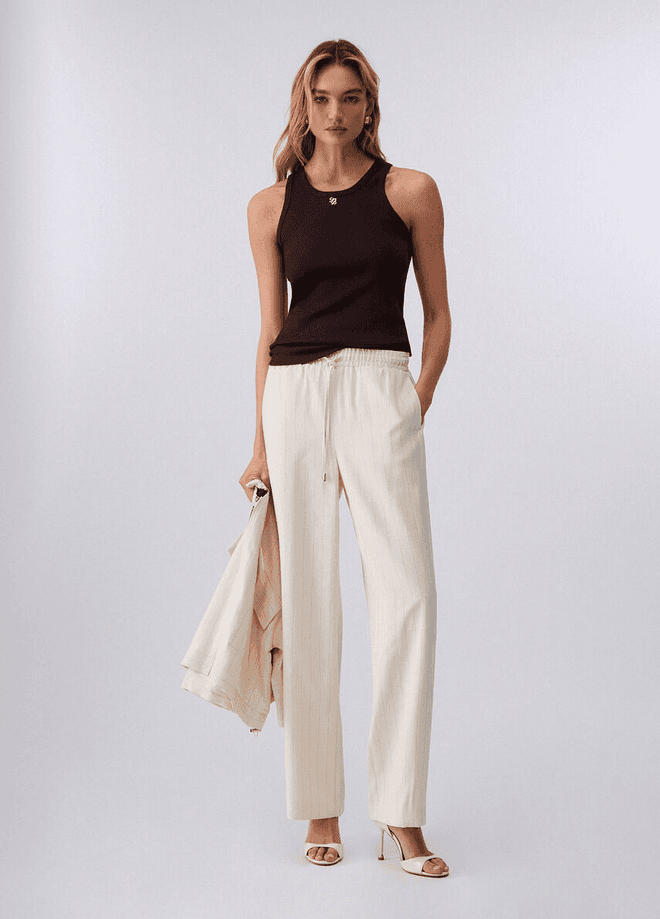 LIU JO pantalone gessato donna bianco - 2