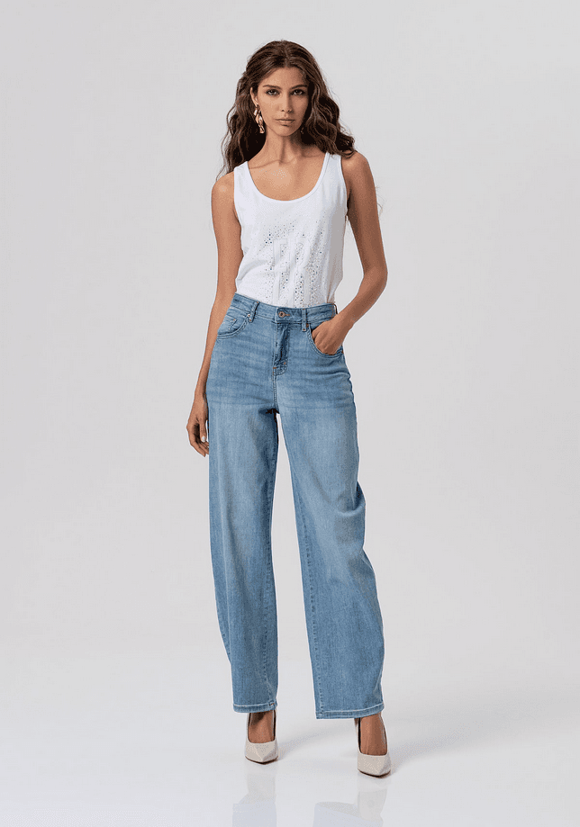 Fracomina jeans balloon fit donna blu medio - 4