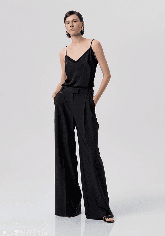 Fracomina pantalone a palazzo donna nero - 5
