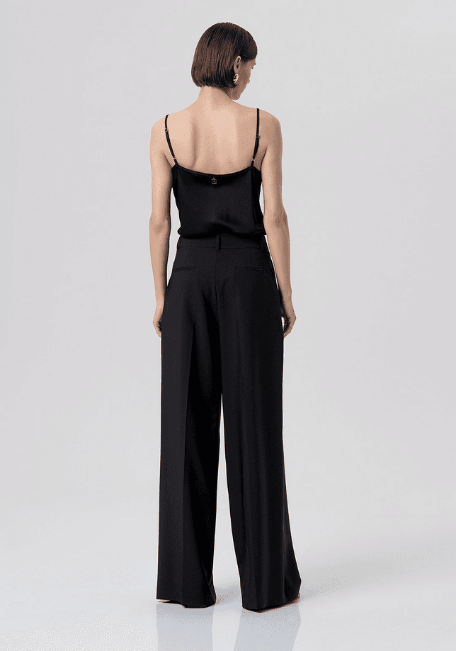 Fracomina pantalone a palazzo donna nero - 3