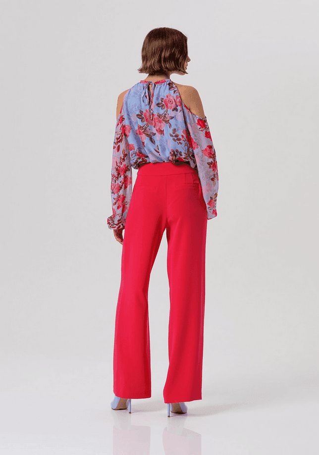 Fracomina pantalone a palazzo donna rosso - 3