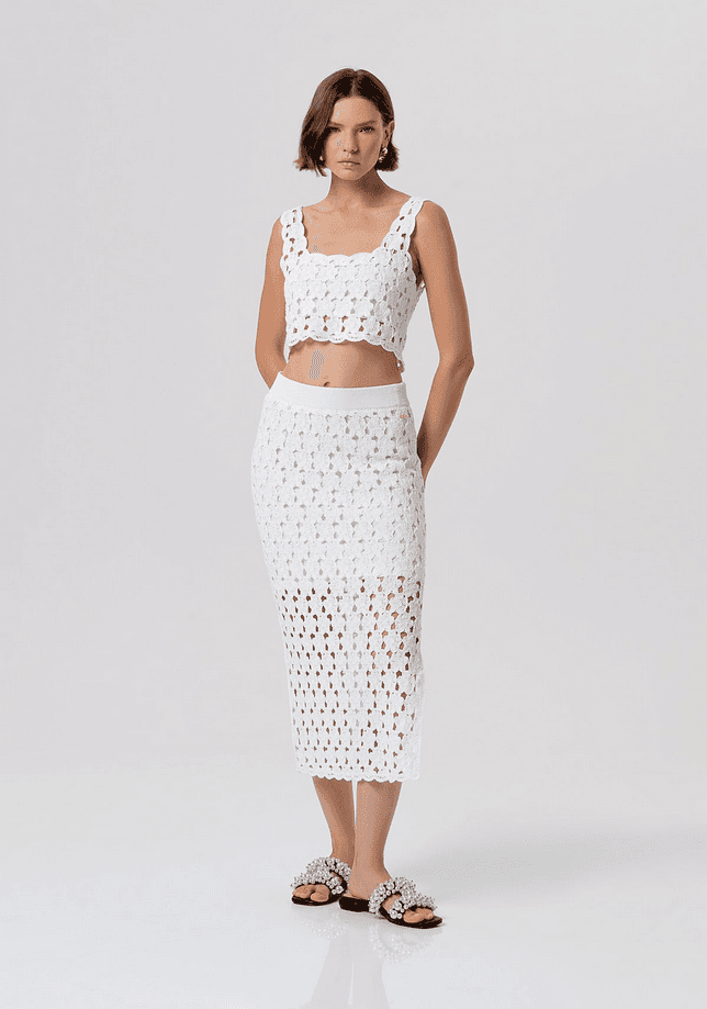 Fracomina gonna a tubino a maglia donna bianco - 4