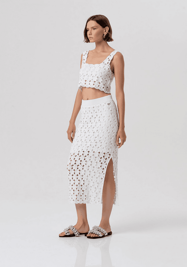 Fracomina gonna a tubino a maglia donna bianco - 2