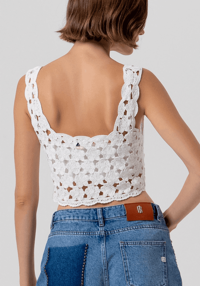 Fracomina top in pizzo donna crema - 3