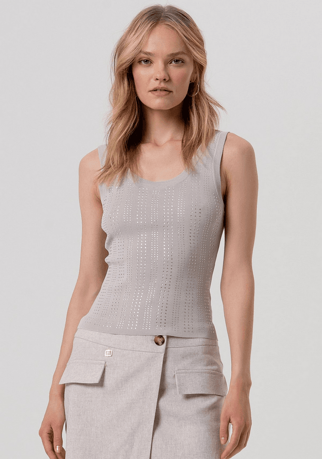 Fracomina top con strass donna sabbia - 5