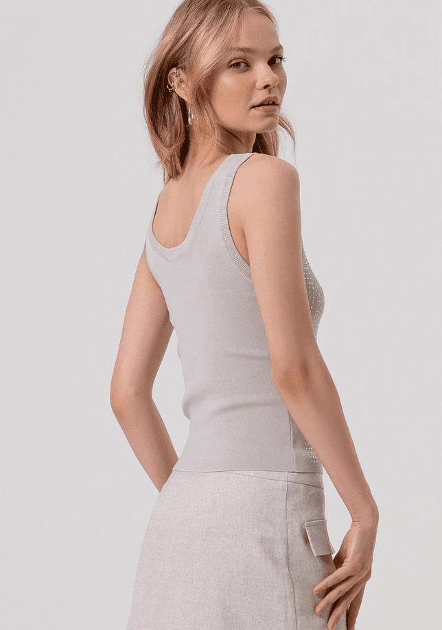 Fracomina top con strass donna sabbia - 3