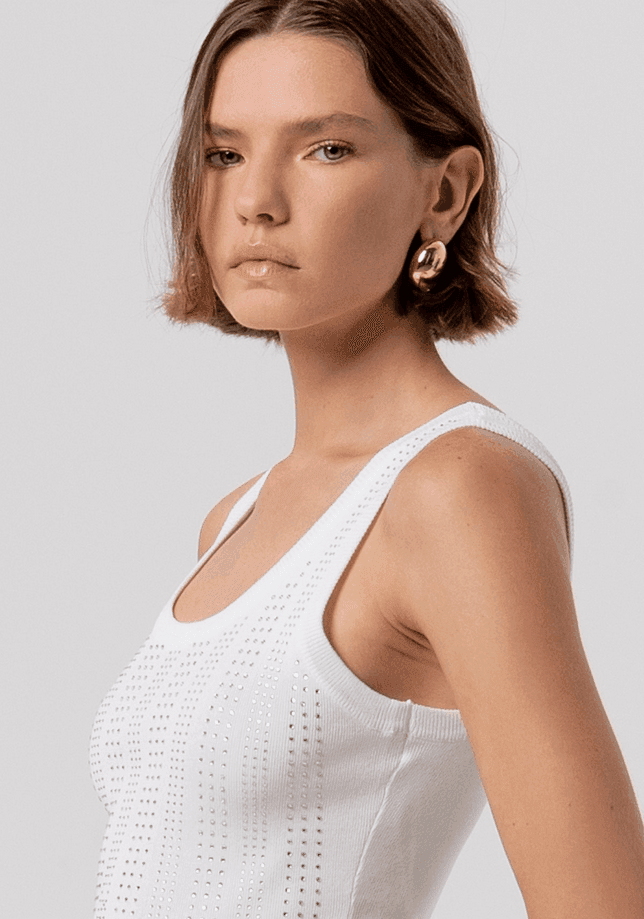 Fracomina top con strass donna crema - 2