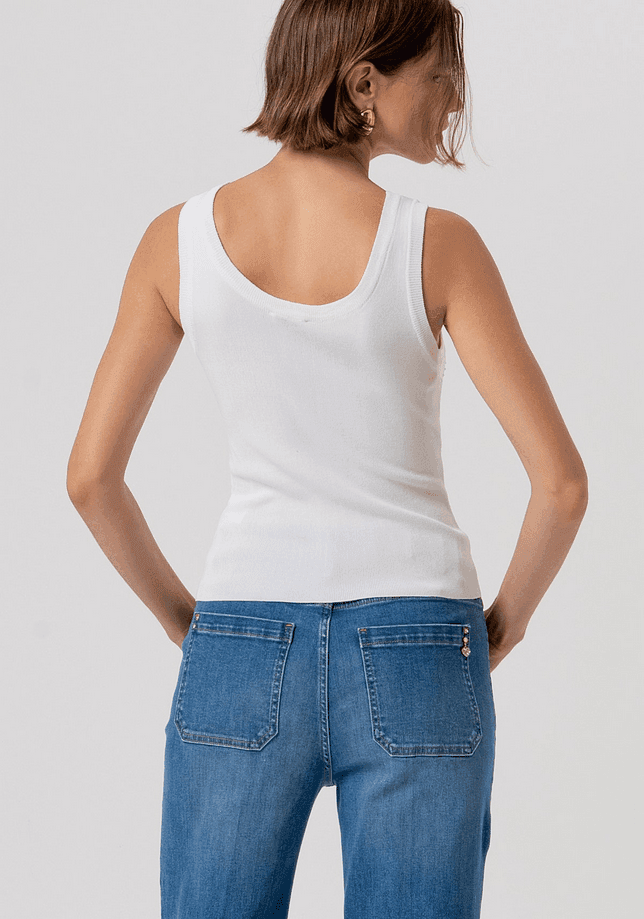Fracomina top con strass donna crema - 3