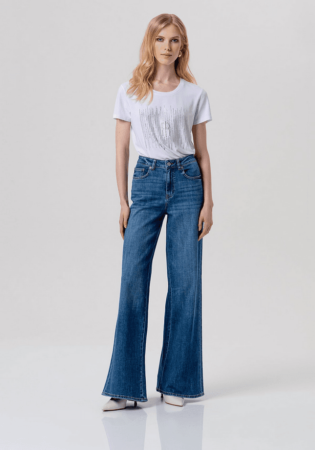Fracomina jeans con fondo ampio donna blu medio - 4