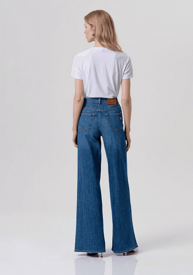 Fracomina jeans con fondo ampio donna blu medio - 3
