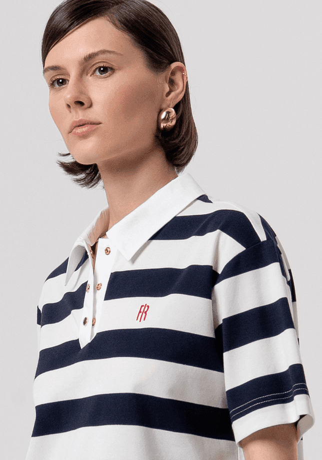 Fracomina polo a righe donna cream-darkblue - 2