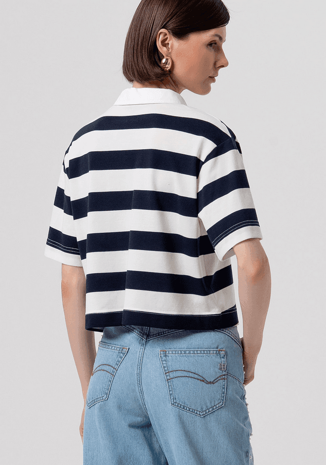 Fracomina polo a righe donna cream-darkblue - 3