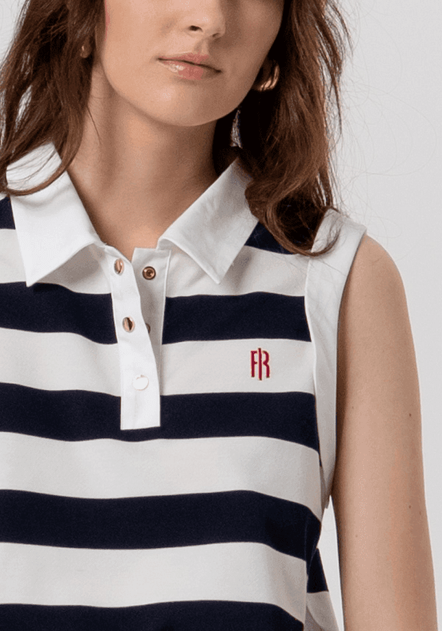 Fracomina polo senza maniche a righe donna cream-darkblue - 2