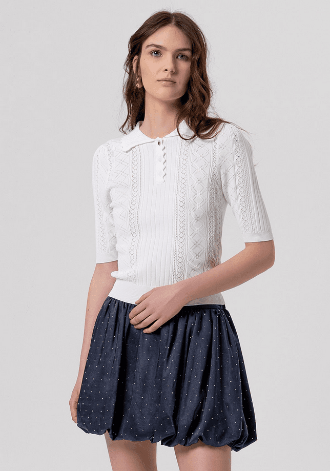 Fracomina polo con trafori donna crema - 5