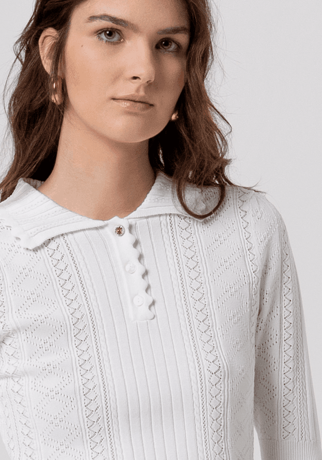 Fracomina polo con trafori donna crema - 2