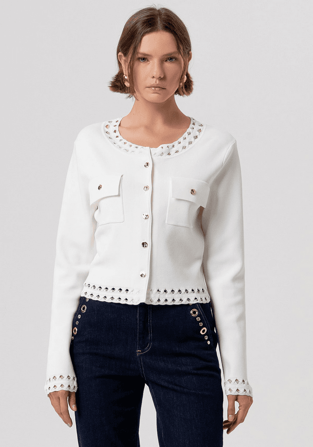 Fracomina cardigan donna crema - 5