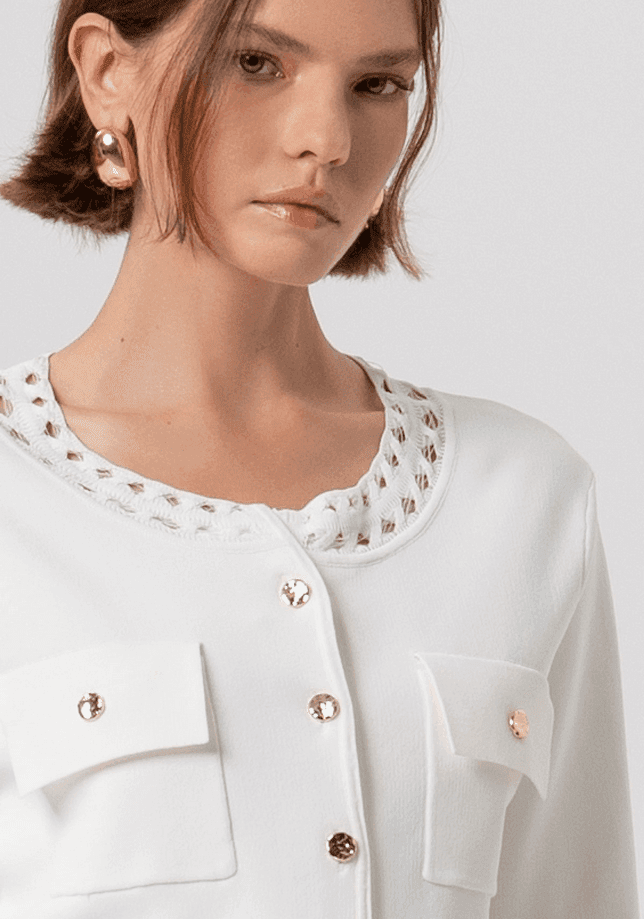 Fracomina cardigan donna crema - 2