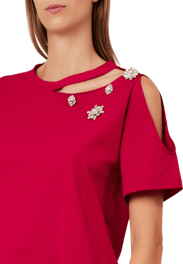 LIU JO t-shirt con ricami gioiello donna rosso - 2