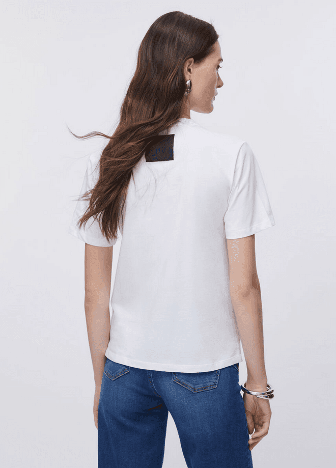 LIU JO t-shirt con castioni gioiello donna bianco - 4