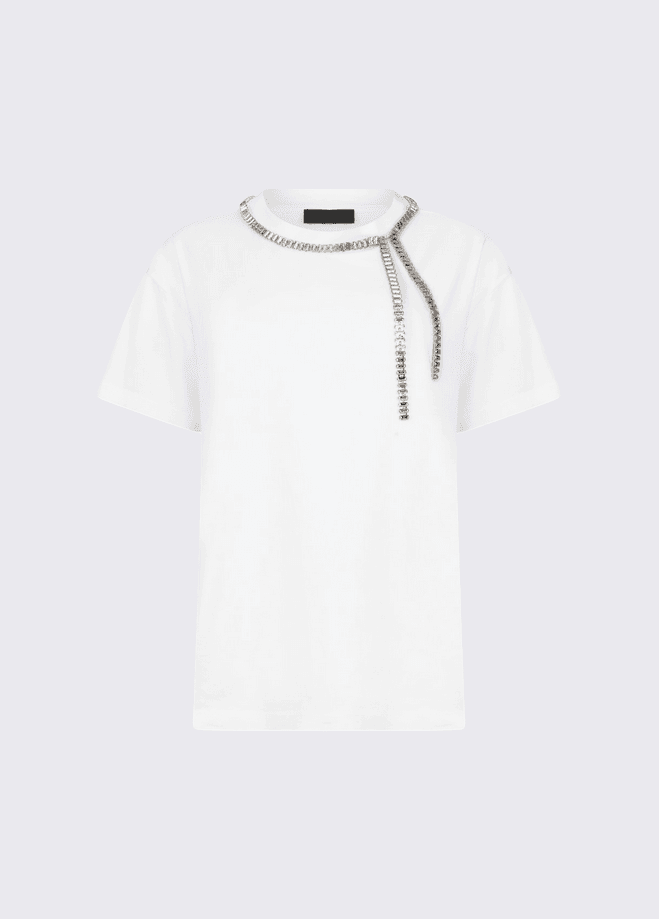 LIU JO t-shirt con ricami gioiello donna bianco - 4